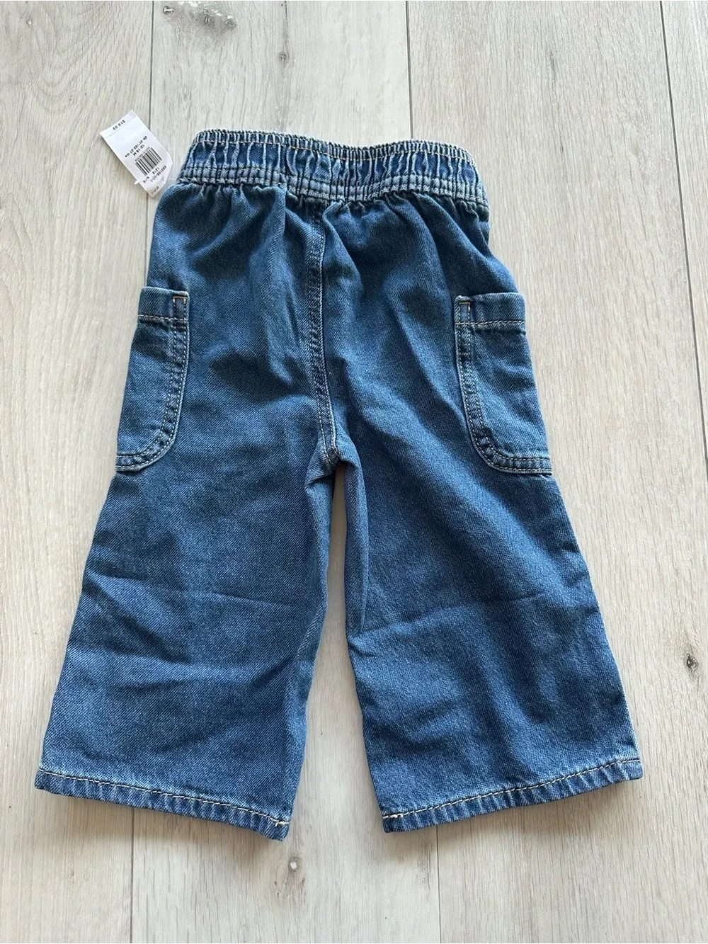 Old Navy Pull-On Baggy Wide-Leg Cargo Jeans  Girls Blue 12-18M NWT IN PKG